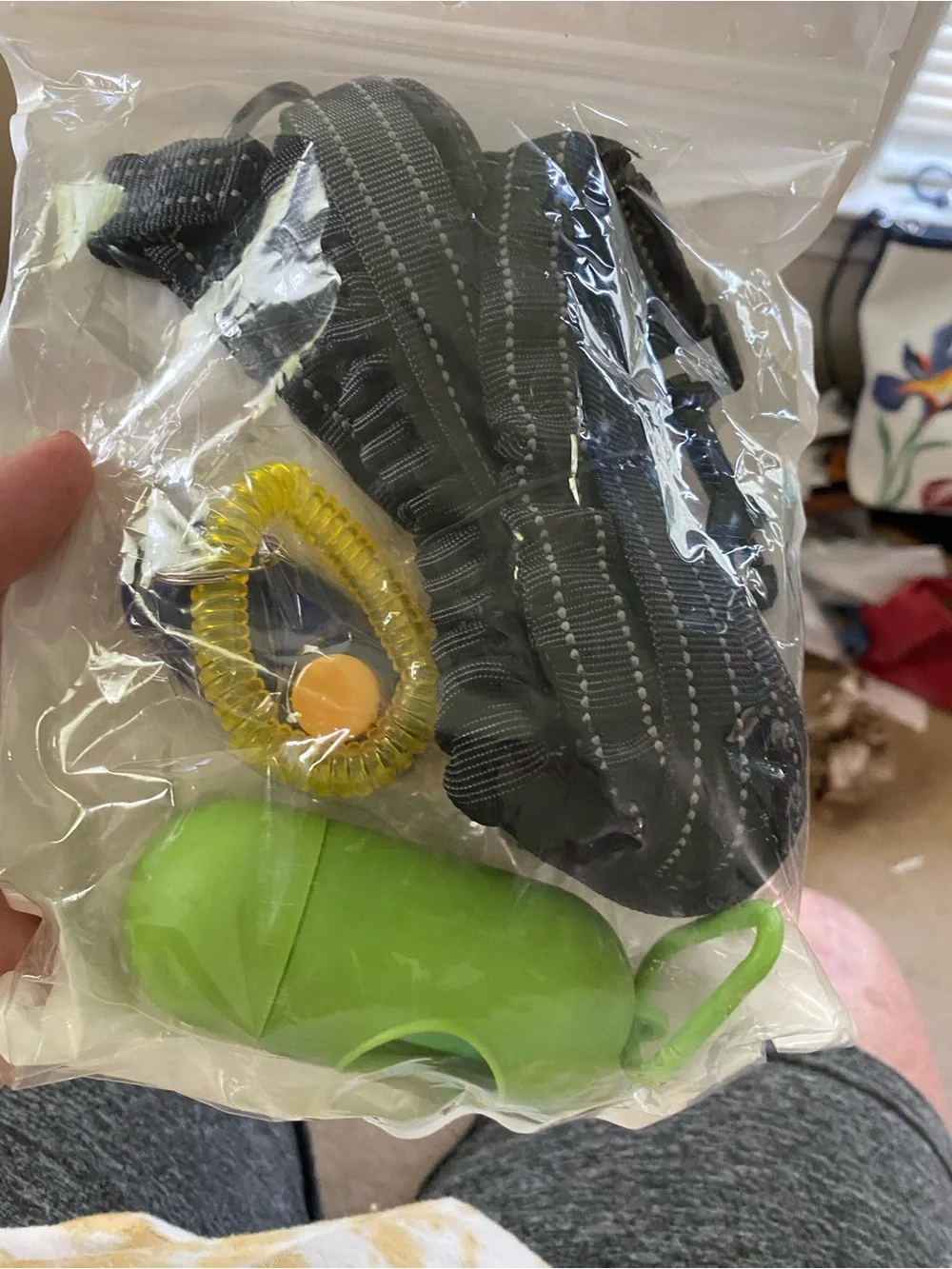 Dual  Reflective Dog Leash with Green Waste Bag Dispenser. Tangle free